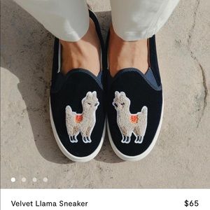 Soludos navy velvet llama slip on sneaker